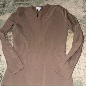 Narciso Rodriguez Taupe Long Sleeve Top